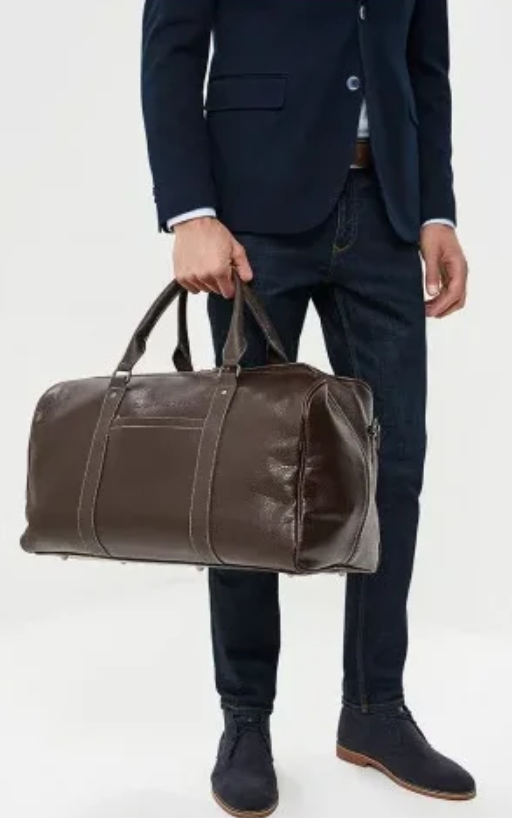 2-230 Сумка дорожная экокожа (коричневый) (коричневый/50*28*27/экокожа/ANTAN)