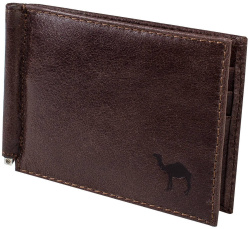 639/М Зажим для денег с отделением для мелочи (Camel)  (коричневый/11*8*0,5/натуральная кожа/Dimanche)