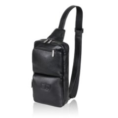 8472 Рюкзак на одно плечо натуральная кожа (черный/19*34*6/натуральная кожа/Redmond)