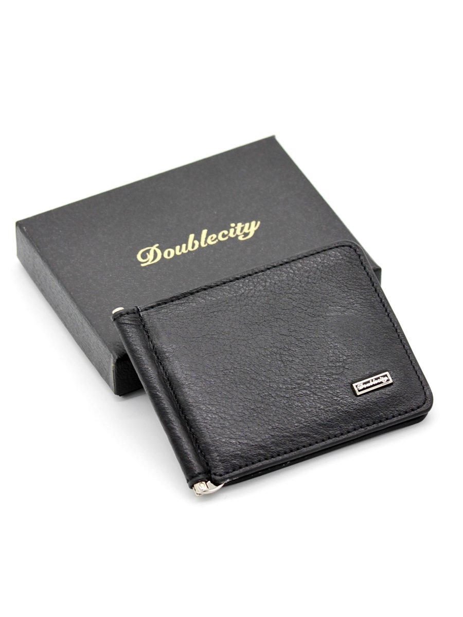 130-DC31-11I/A Зажим для денег (чёрный) (Черный/11*8*0,5/натуральная кожа/Doublecity)