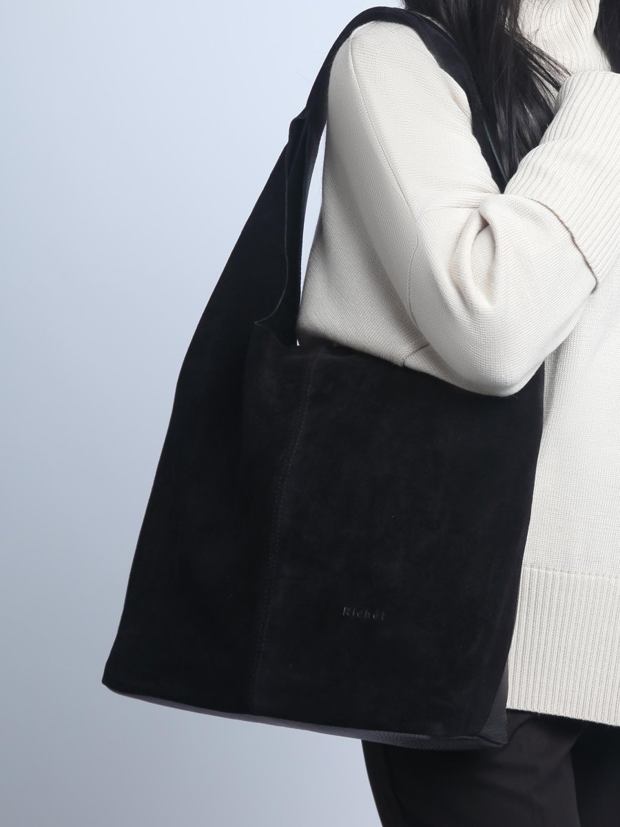 2903LNC Сумка женская замша (Черный) (Черный/32*31*11/натуральная замша/Richet)