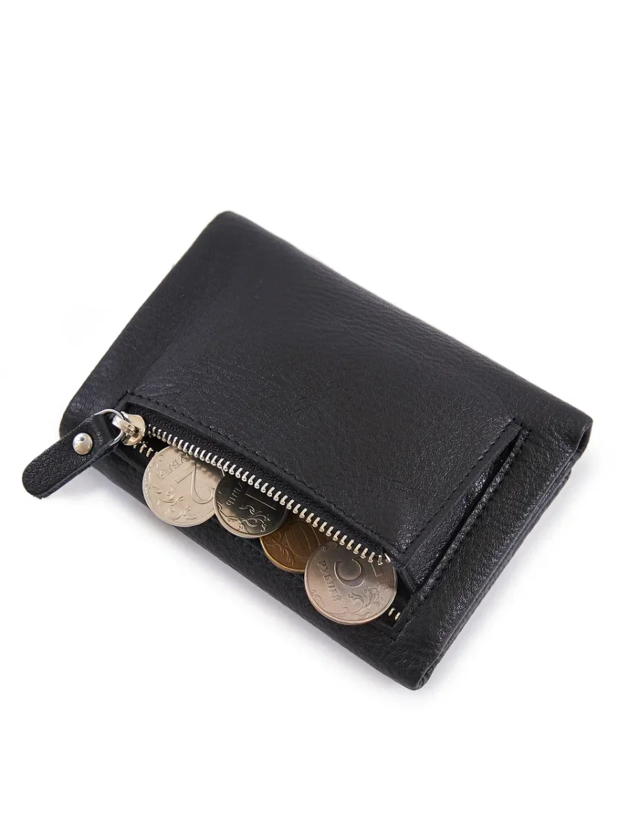 51-369-11-2 Кошелек женский (чёрный) (Черный/12*9*3/натуральная кожа)