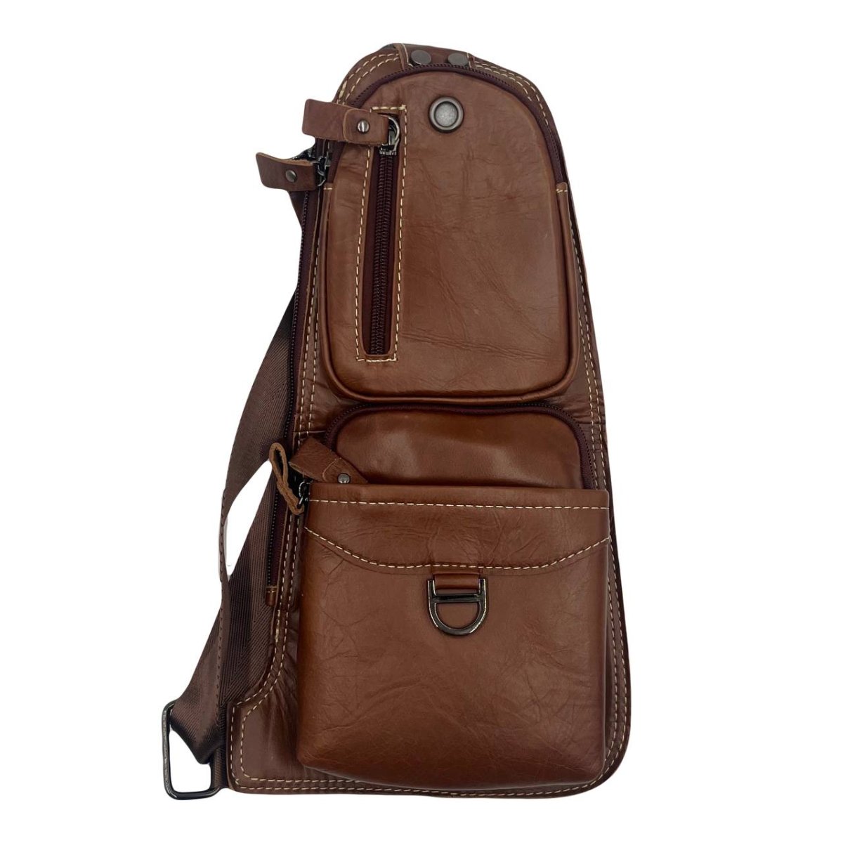 0018 Сумка-рюкзак на одно плечо мужская натуральная кожа (19*34*4/натуральная кожа/Hogerland)