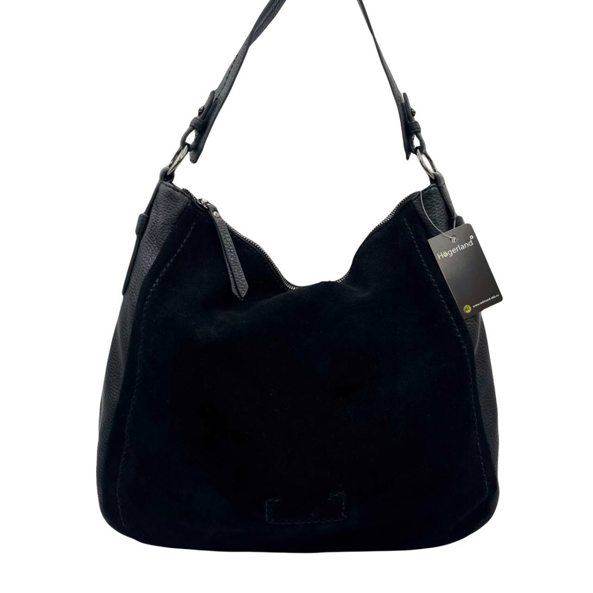HL 11-307113 Сумка женская замша/экокожа (чёрный)  (Черный/35*31*10/натуральная замша/экокожа/Hogerland)