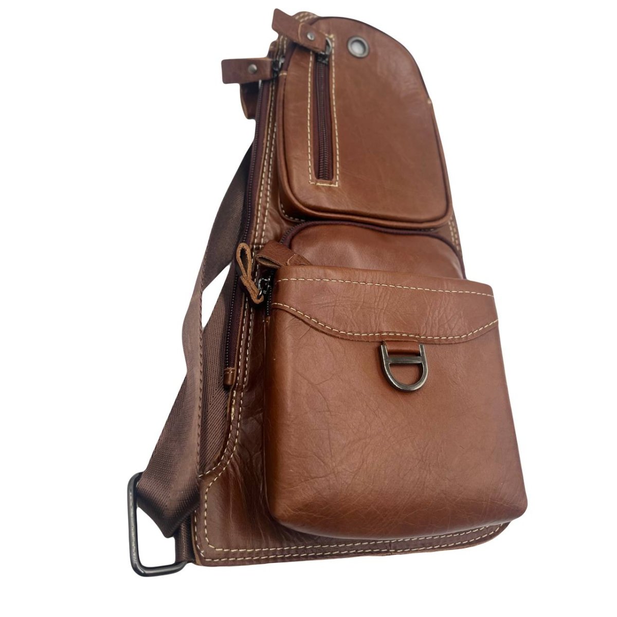 0018 Сумка-рюкзак на одно плечо мужская натуральная кожа (19*34*4/натуральная кожа/Hogerland)