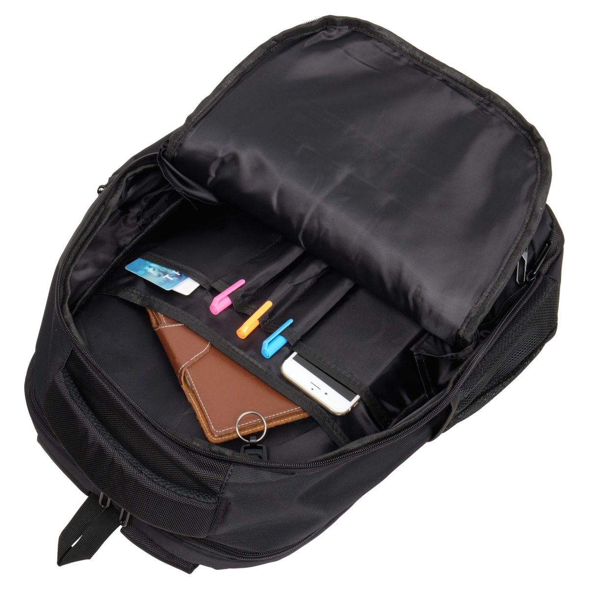 Г-598 (черный) Рюкзак для ноутбука текстиль (Черный/31*41*17/полиэстер/0,8 кг/22 литра/Polar)