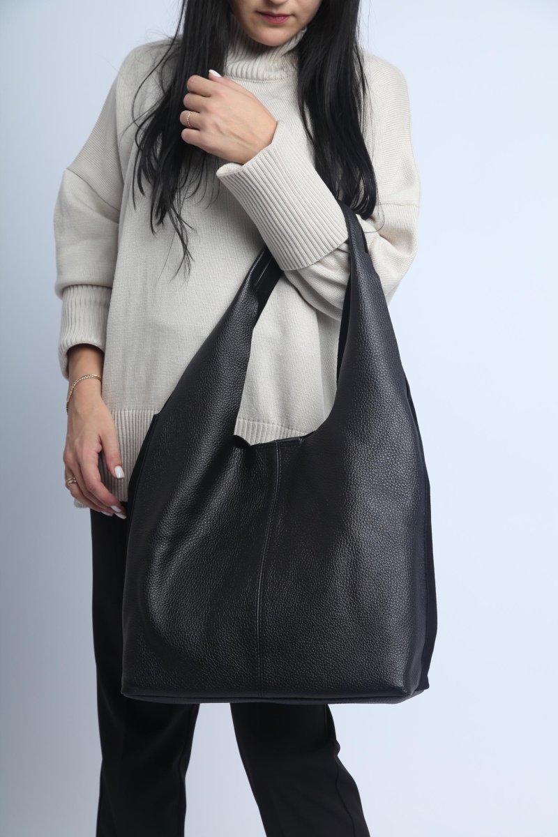 2903LNC Сумка женская замша (Черный) (Черный/32*31*11/натуральная замша/Richet)