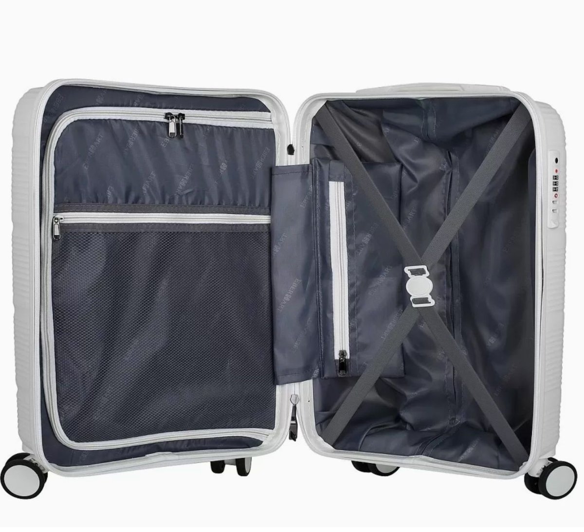 47B-010-420 Чемодан 4-х колесный (Белый/37*55*22/полипропилен/S/2,5 кг/35 литров/Eberhart)